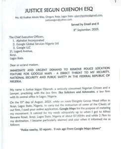 A screenshot of the first page of Ojienoh's letter to Google