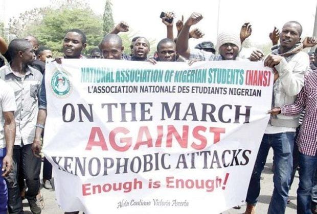 Nigerian Students in South Africa Protesting Against Xenophobia