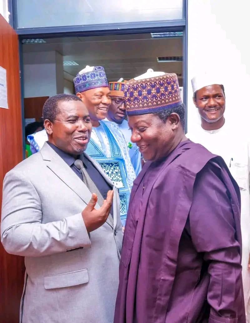 L-R: New INEC Chairman, Prof. Joash Ojo Amupitan with the Senator representing Plateau South senatorial district, Sen. Simon Lalong after the Senate Plenary Session on Thursday, 16 October, 2025 