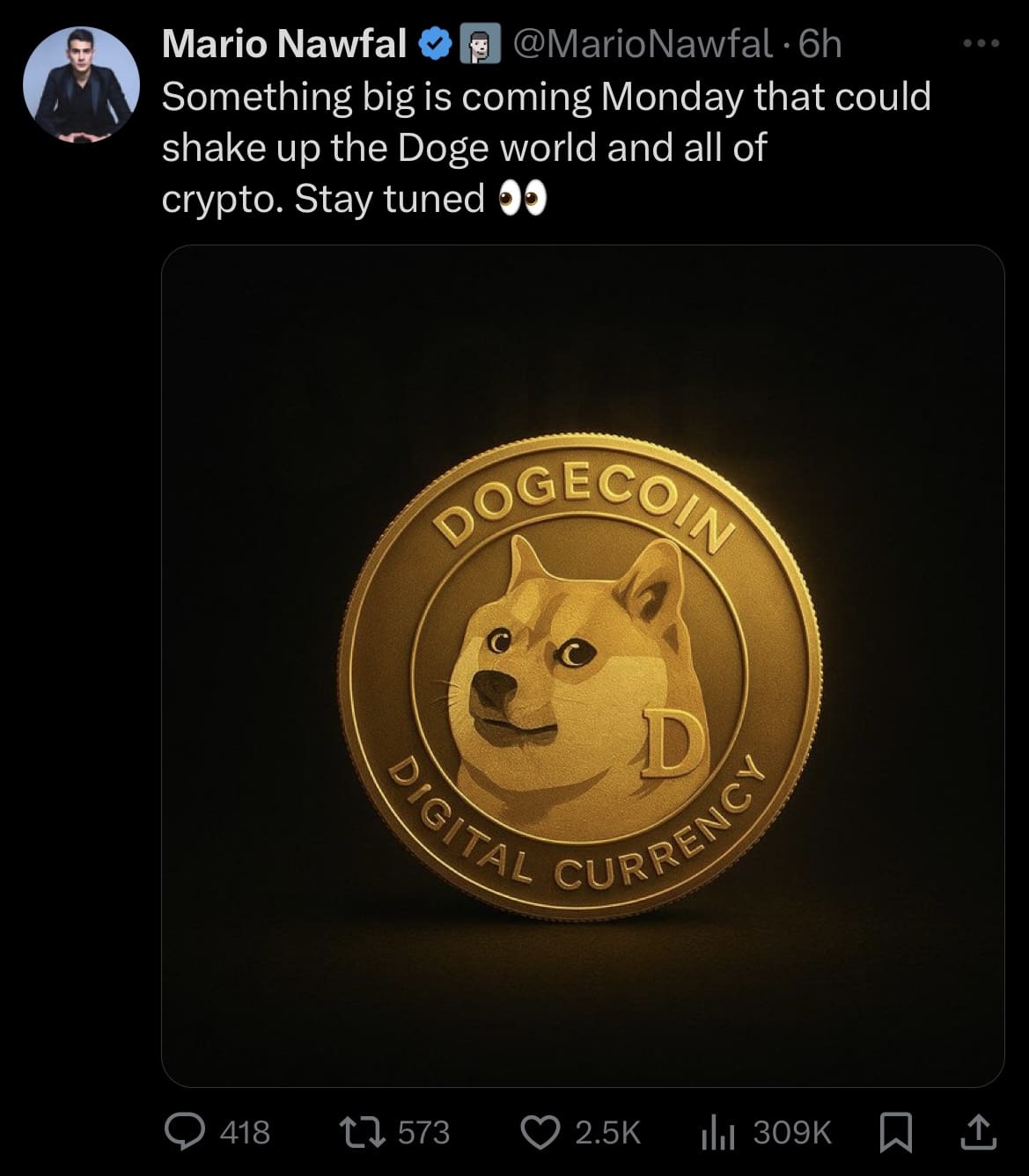 Mario Nawfal Dogecoin Teaser 