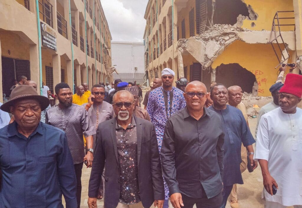 Obi's visit to the Lagos Trade Fair building demolition