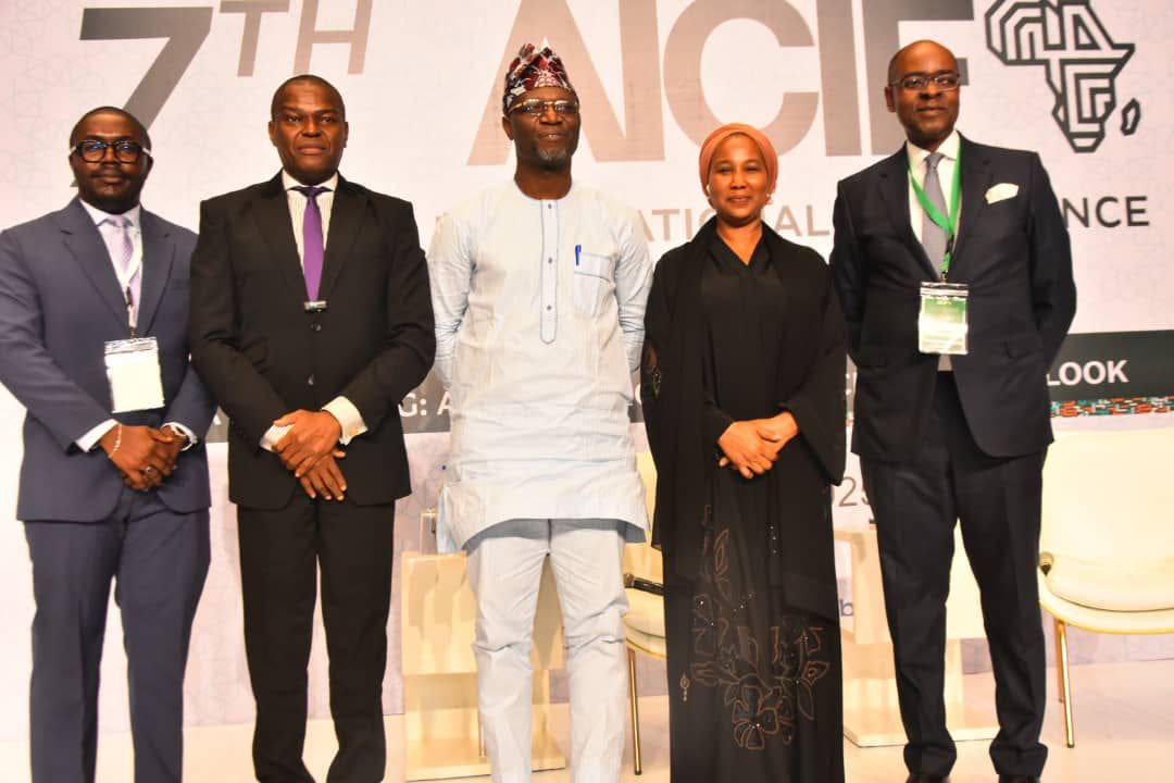 From left; Team Lead Regulatory Development and Approvals NGX Regulation Ltd); Oluwafunbi Akpata; CEO DLM Capital Group), Babatunde Sonnie Ayere; Director General, Securities and Exchange Commission (SEC) Dr. Emomotimi Agama; AICIF Conference Chair and Managing Partner Metropolitan Law Firm; Ms Ummahani Ahmad Amin and CEO ChapelHill Denham, Bolaji Balogun at the 7th African International Conference on Islamic Finance in Lagos, Wednesday. Source: SEC