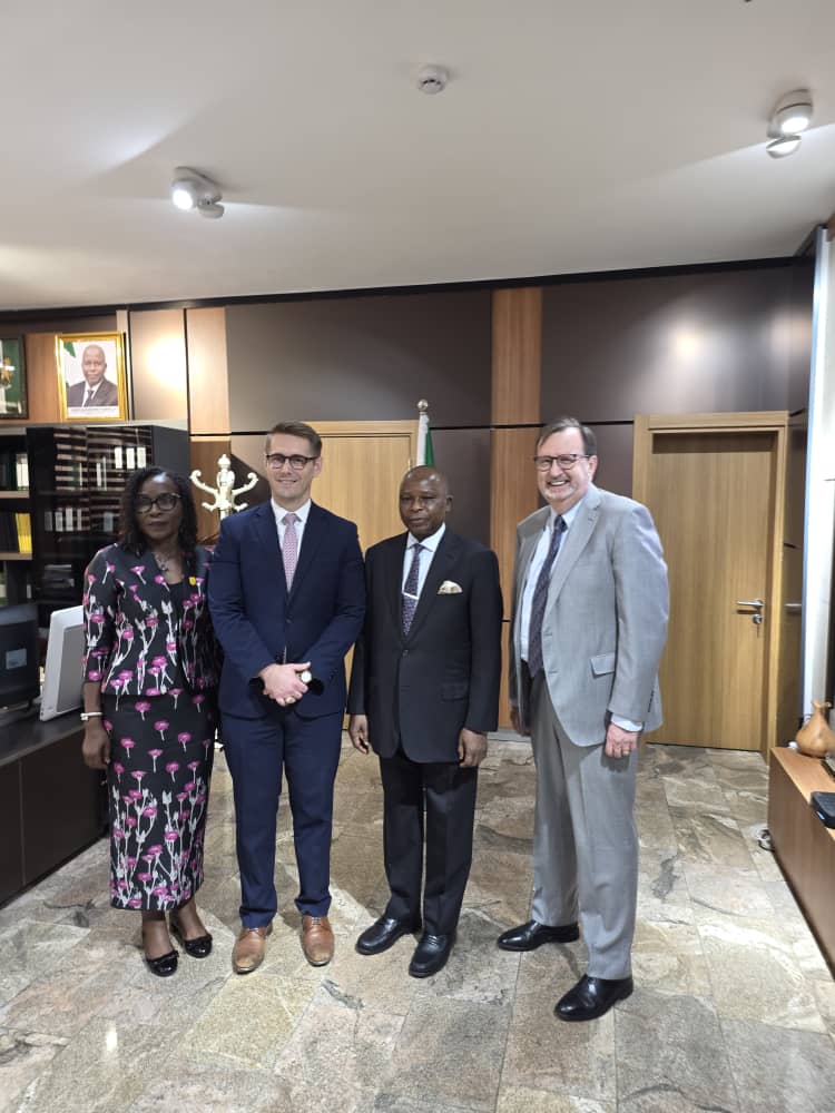L-R: Solicitor General of the Federation and Permanent Secretary, Federal Ministry of Justice, Beatrice Jeddy-Agba; US Assist Secretary of State for Democracy, Human Rights and Labour, Riley M. Barnes; Attorney General of the Federation and Minister of Justice, Prince Lateef Fagbemi (SAN) and US Ambassador to Nigeria, Richard Mills Jr.