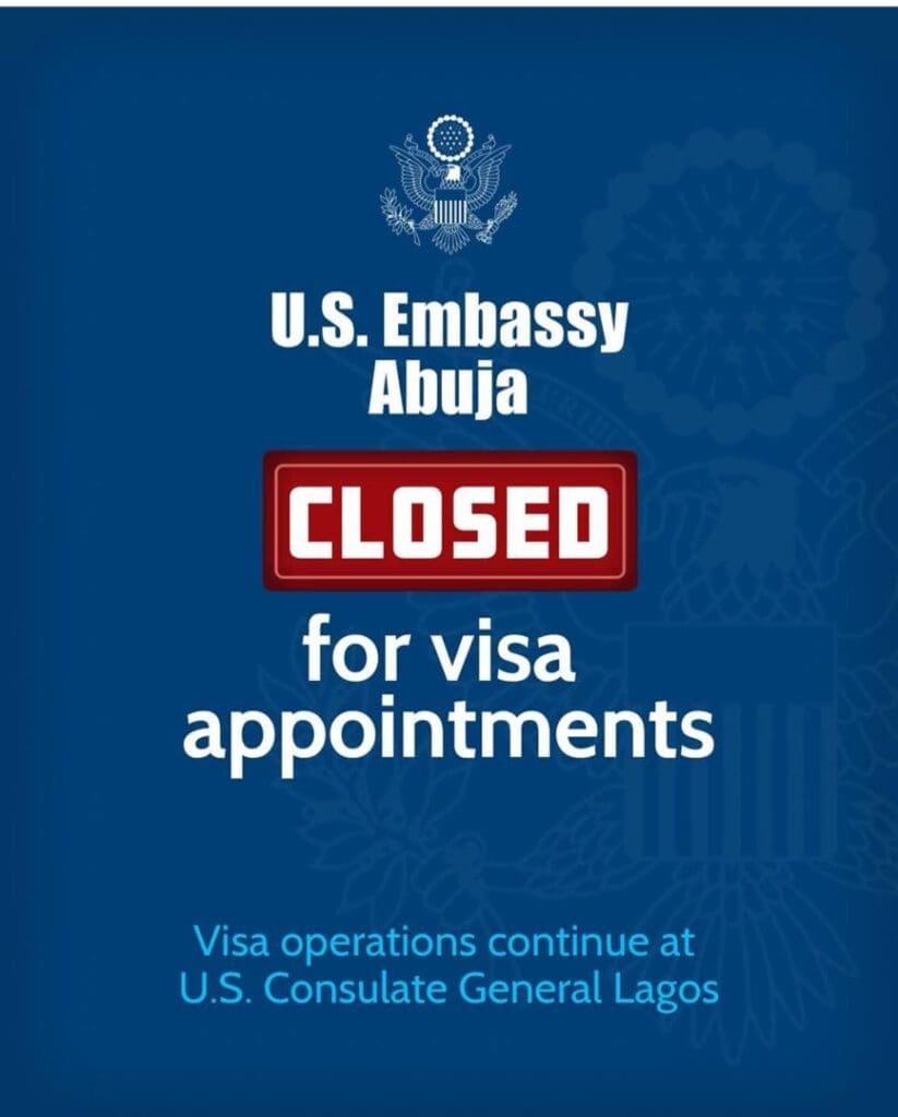 U.S. Embassy Abuja Suspends Visa Appointments